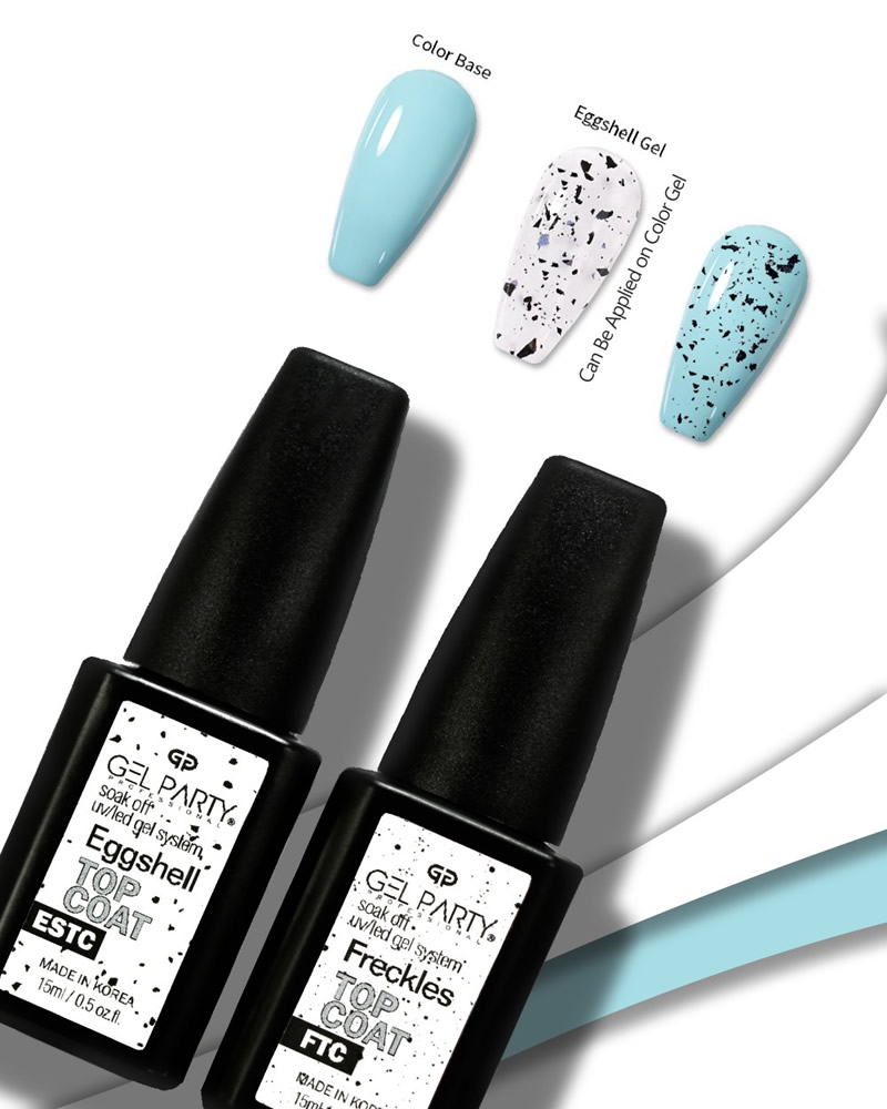 Professional Speckled Gel Top Coat for Trendy Eggshell, Terrazzo and Black Dot Nail Art Designs